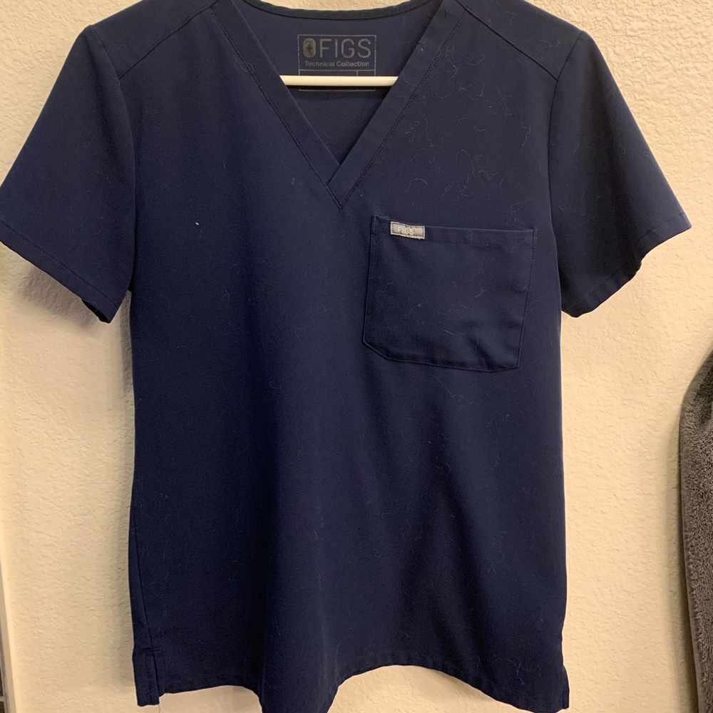 Navy Blue Figs Scrub Top